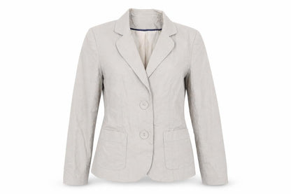 Front view of Simply Stock Shop women’s beige jacket blazer, size UK 10