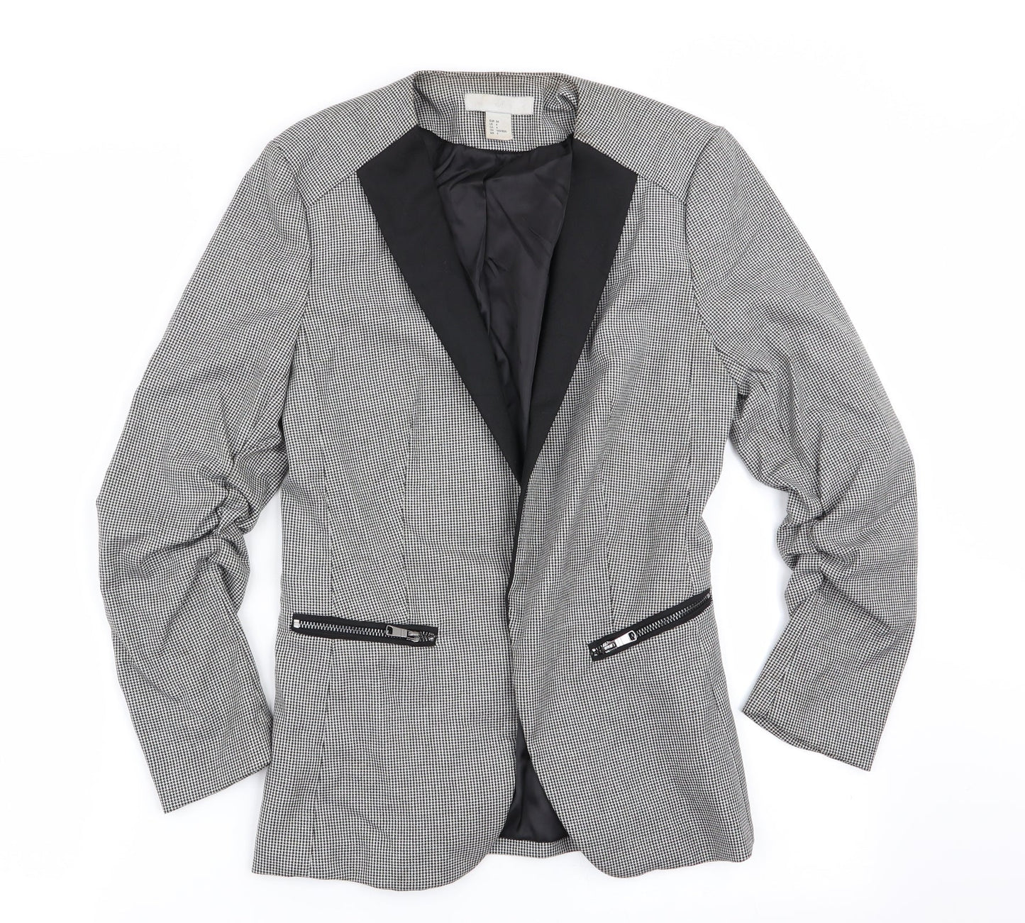 H&M Womens Multicoloured Houndstooth  Jacket Blazer Size 6