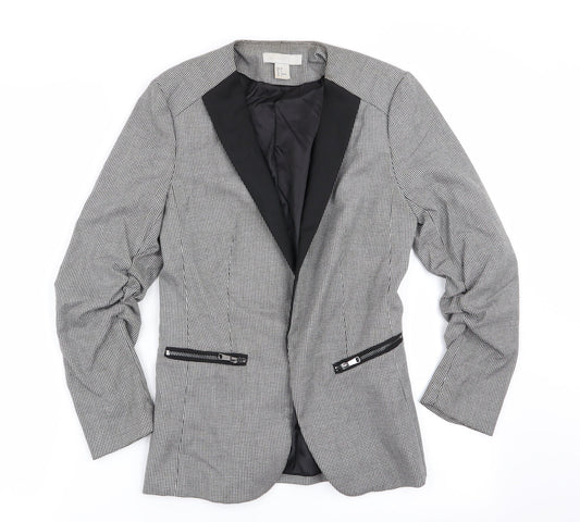 H&M Womens Multicoloured Houndstooth  Jacket Blazer Size 6