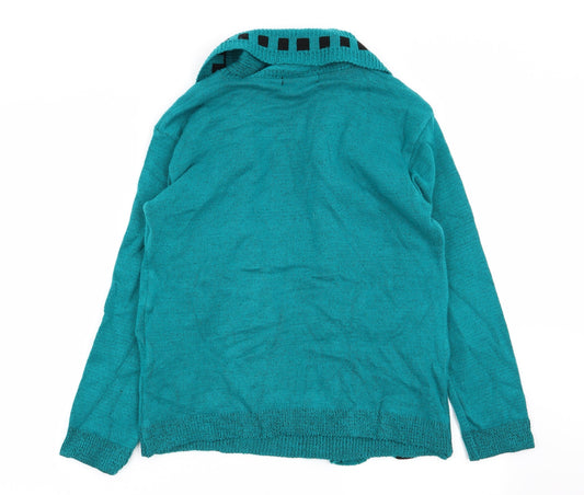 be jealous Womens Green Geometric  Pullover Jumper Size M