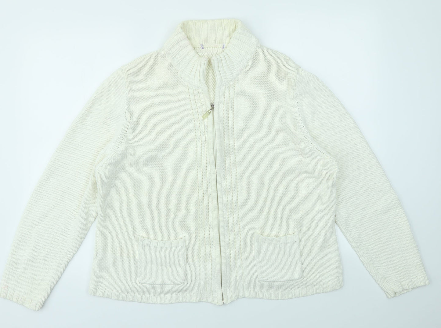 Womens UK Size 22 Papaya Ivory Full Zip Jumper