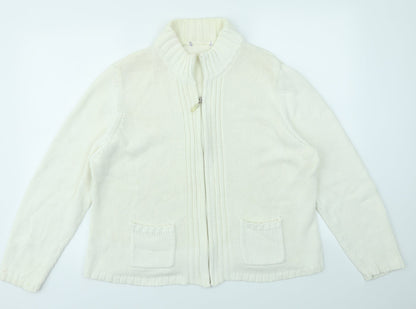 Womens UK Size 22 Papaya Ivory Full Zip Jumper