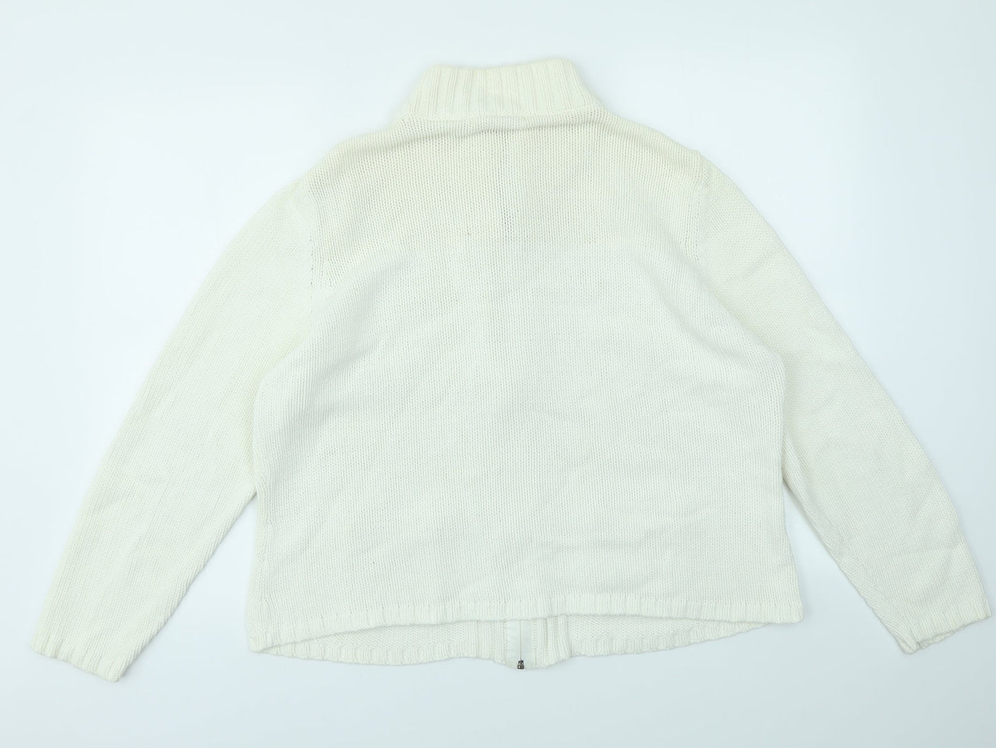 Womens UK Size 22 Papaya Ivory Full Zip Jumper