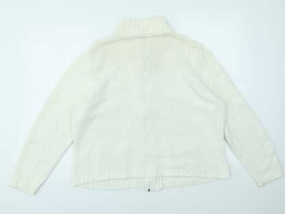 Womens UK Size 22 Papaya Ivory Full Zip Jumper