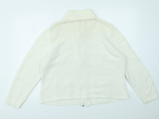 Womens UK Size 22 Papaya Ivory Full Zip Jumper