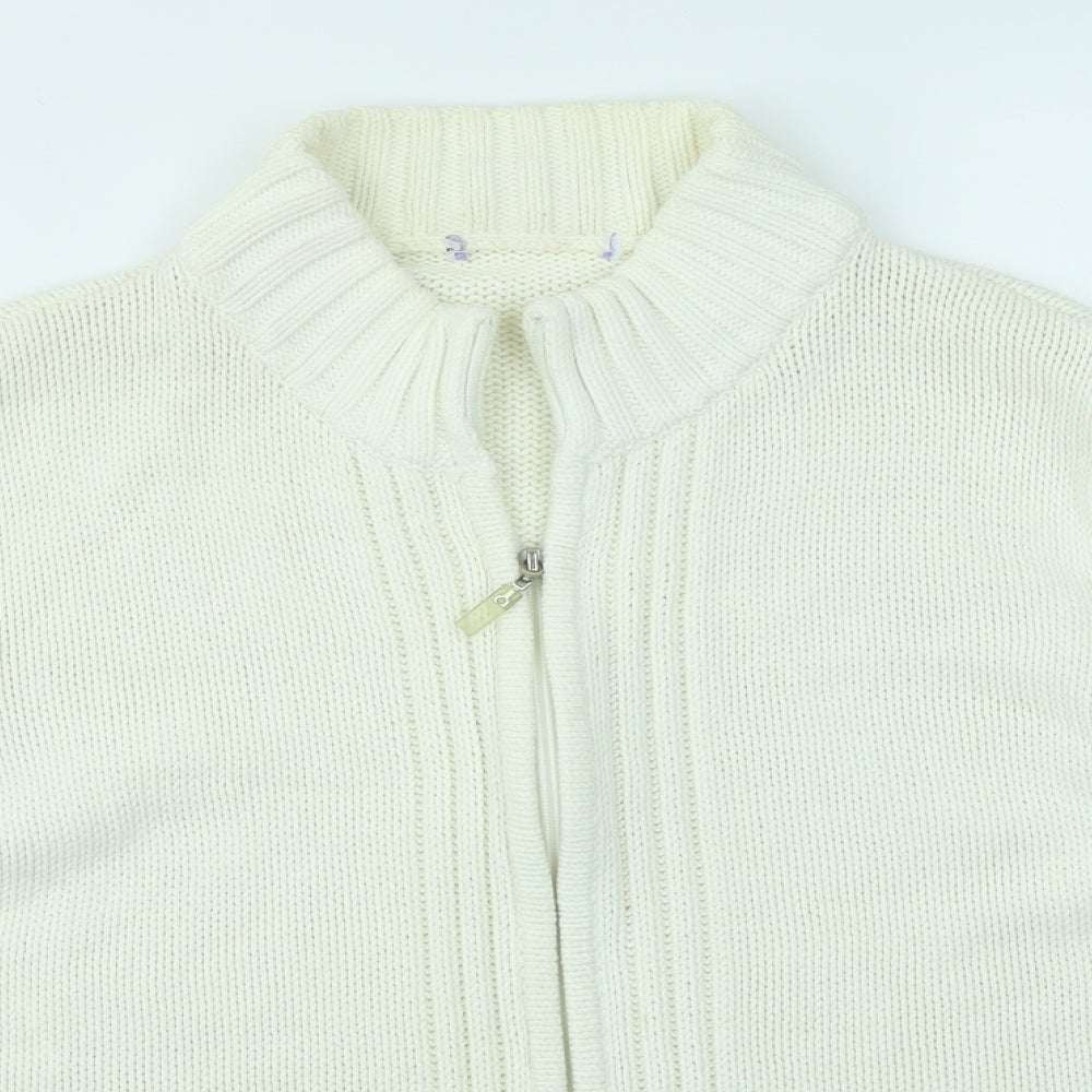 Womens UK Size 22 Papaya Ivory Full Zip Jumper