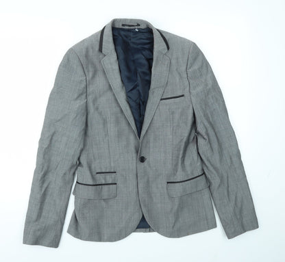 Mens UK Size 36 Topman Regular Grey Suit Jacket