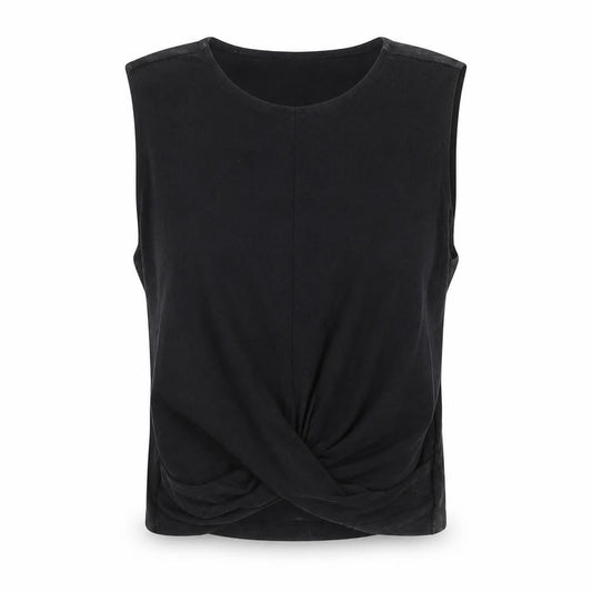 Front view of H&M women’s black cropped tank, size S