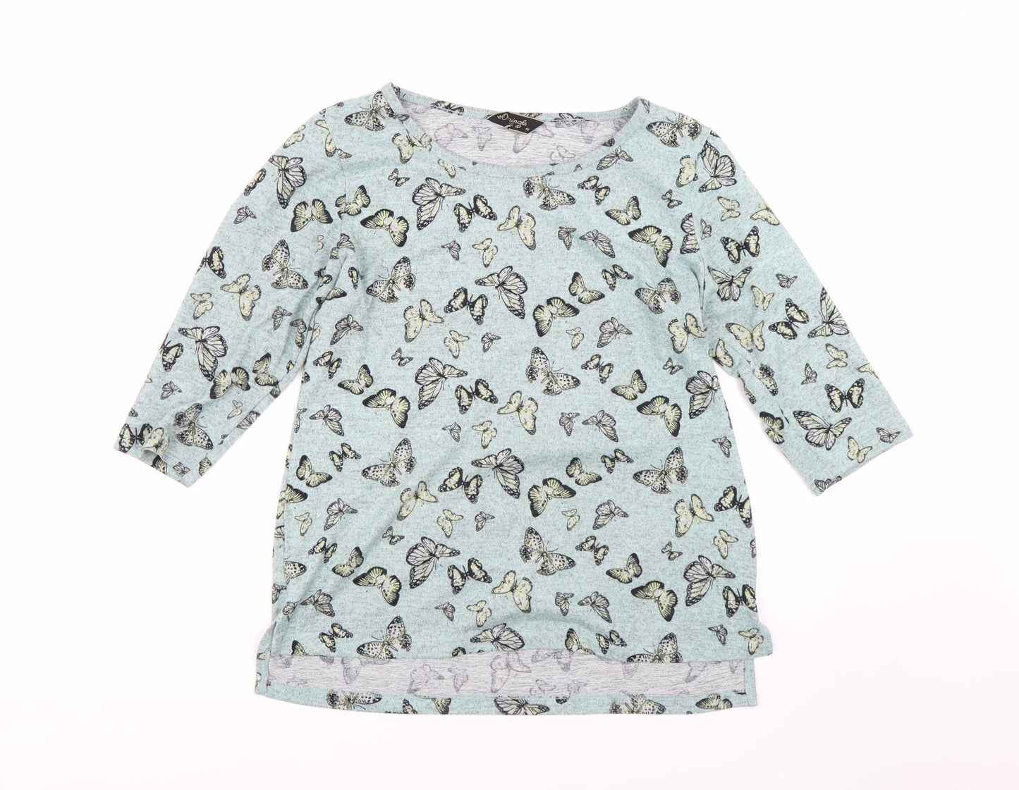 Originals Womens Blue Animal Print  Basic T-Shirt Size 14