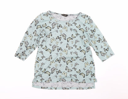 Originals Womens Blue Animal Print  Basic T-Shirt Size 14