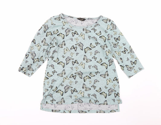 Originals Womens Blue Animal Print  Basic T-Shirt Size 14