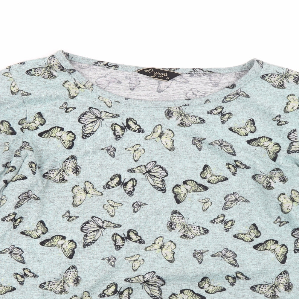 Originals Womens Blue Animal Print  Basic T-Shirt Size 14