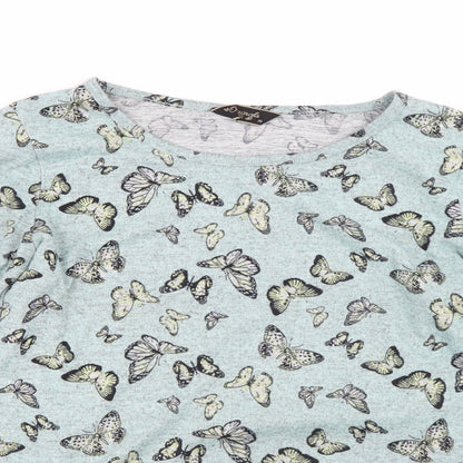 Originals Womens Blue Animal Print  Basic T-Shirt Size 14