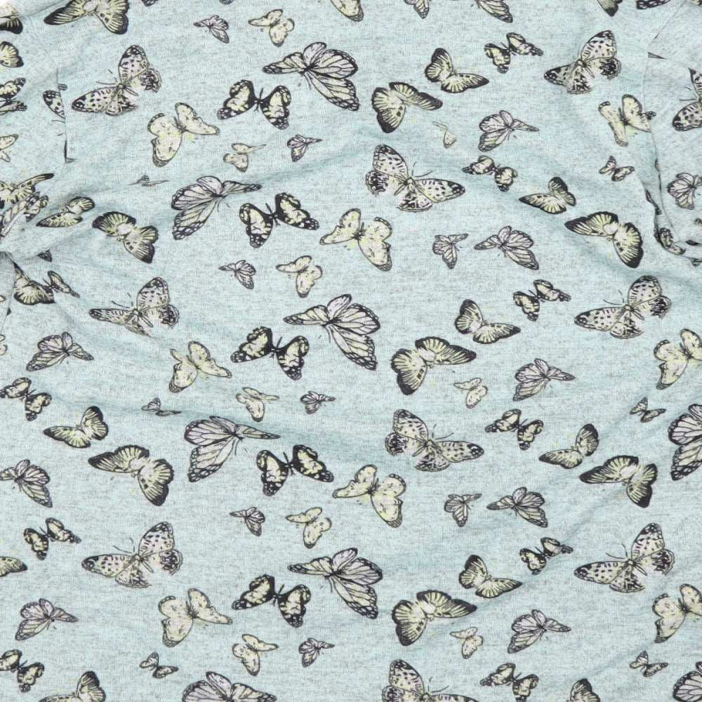 Originals Womens Blue Animal Print  Basic T-Shirt Size 14