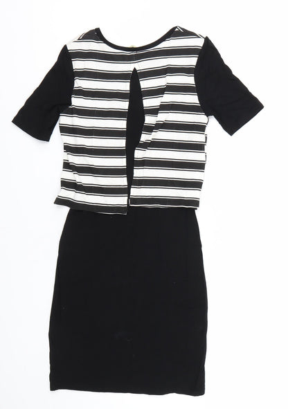 Innocence Womens Black Striped  T-Shirt Dress  Size 8