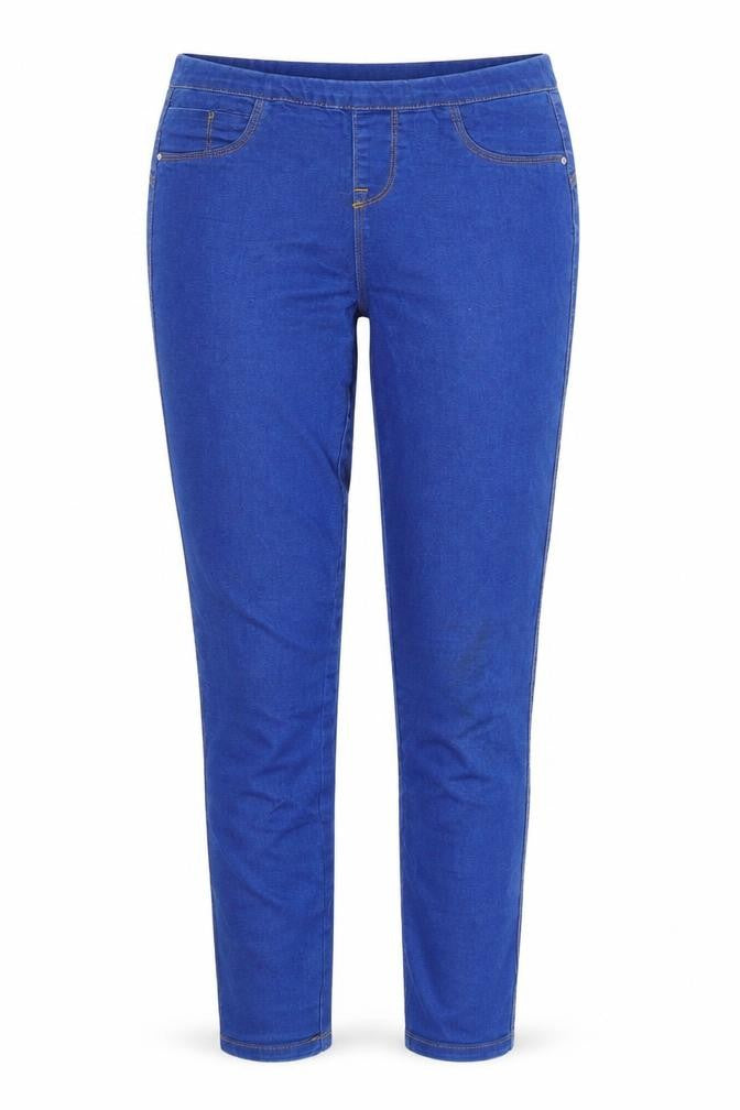 Front view of Primark women’s blue denim jegging jeans, size UK 6, 27.5-inch leg
