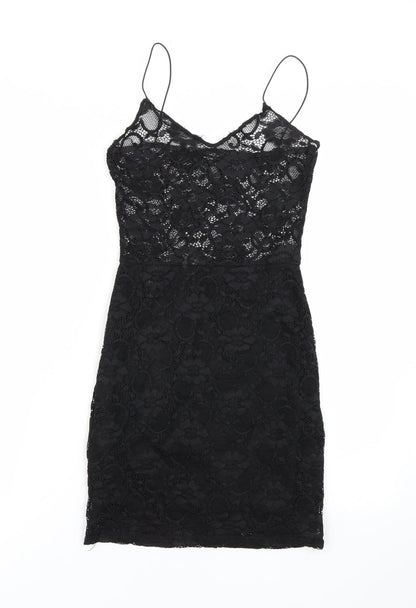 Boohoo Womens Black Floral  Tank Dress  Size 4