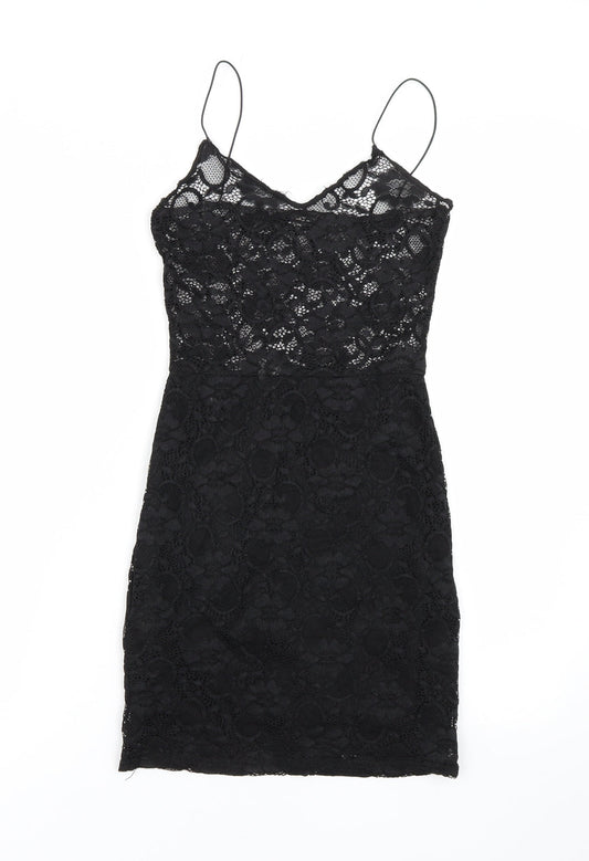 Boohoo Womens Black Floral  Tank Dress  Size 4