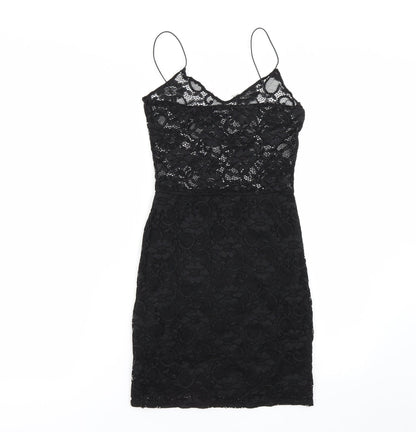 Boohoo Womens Black Floral  Tank Dress  Size 4