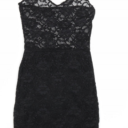 Boohoo Womens Black Floral  Tank Dress  Size 4
