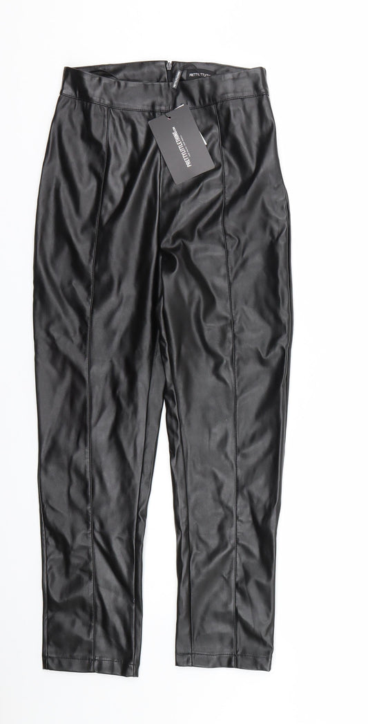 Womens UK Size 4 PRETTYLITTLETHING Regular Fit  Black Trousers