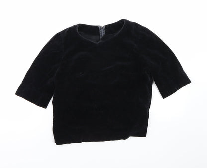 Womens UK Size S Preworn Black Cropped T-Shirt