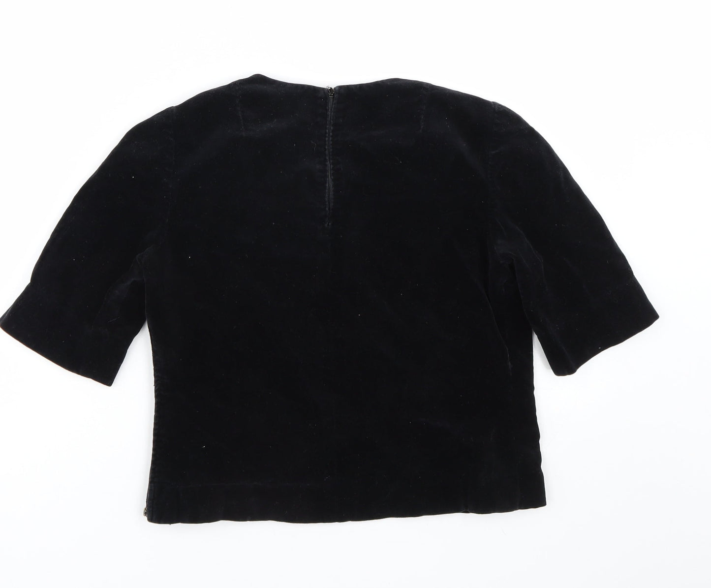 Womens UK Size S Preworn Black Cropped T-Shirt
