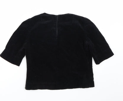 Womens UK Size S Preworn Black Cropped T-Shirt