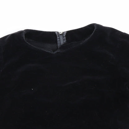 Womens UK Size S Preworn Black Cropped T-Shirt
