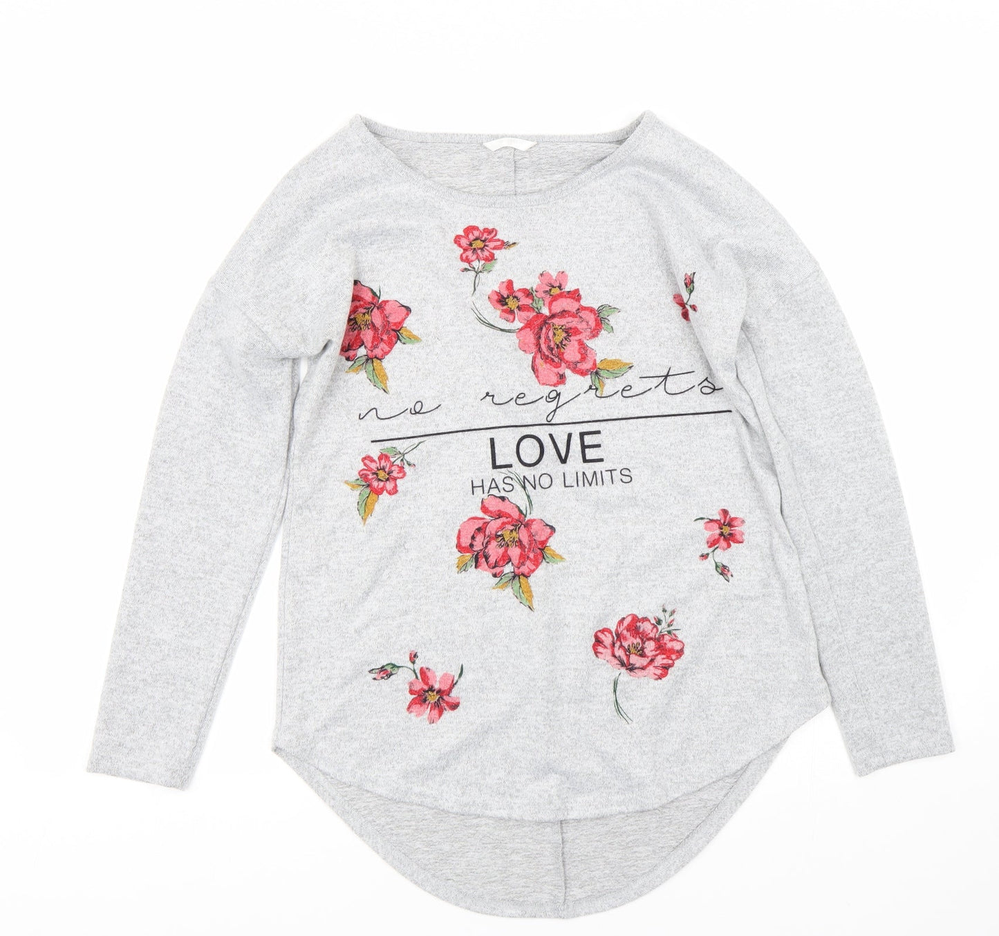 Womens Womens Grey Floral  Basic T-Shirt Size S