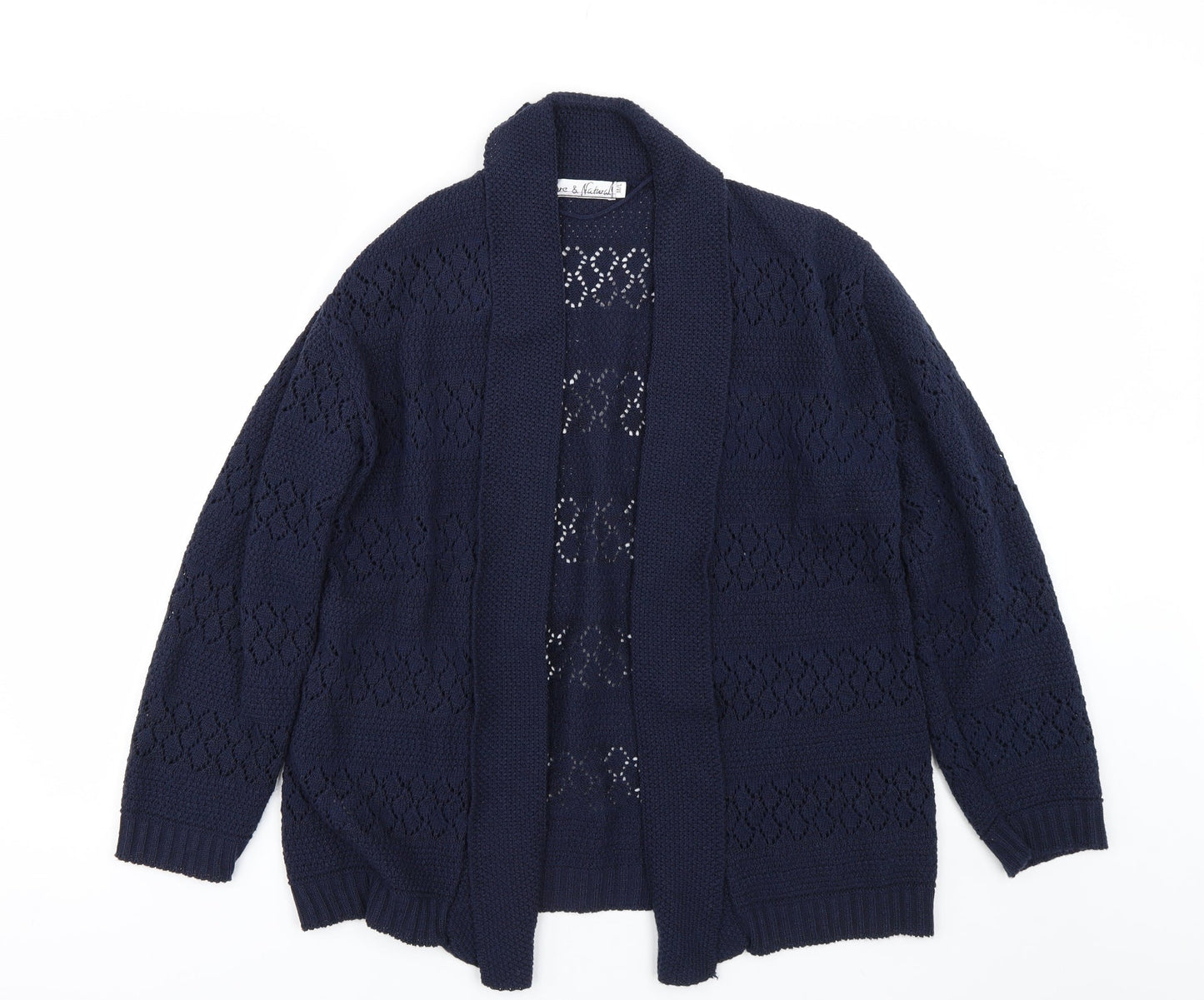 Womens UK Size L Pure & Natural Blue Cardigan Jumper