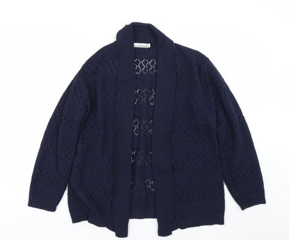 Womens UK Size L Pure & Natural Blue Cardigan Jumper