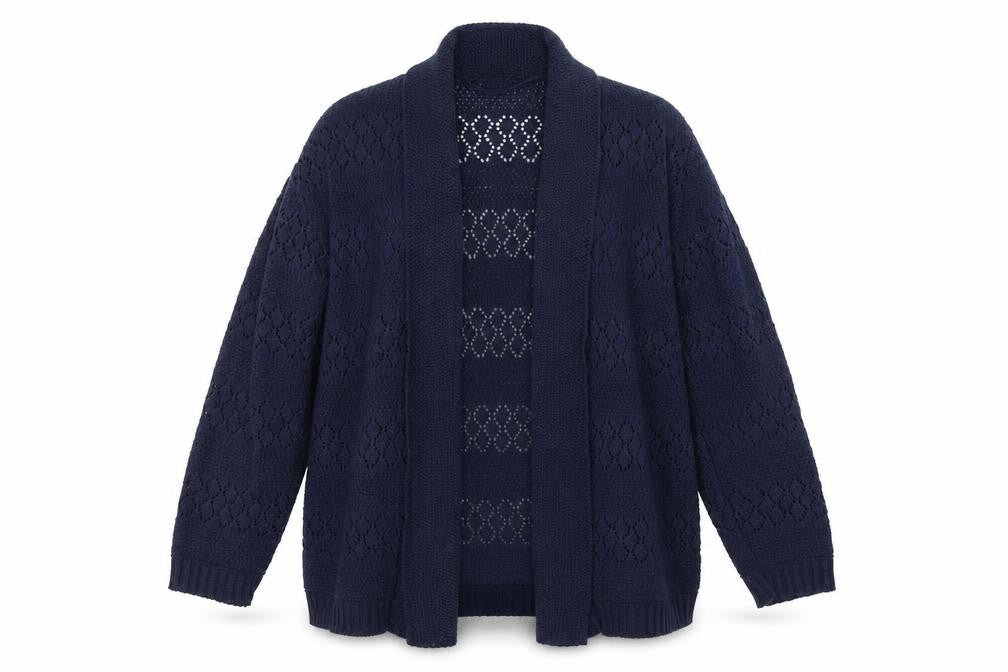 Womens UK Size L Pure & Natural Blue Cardigan Jumper