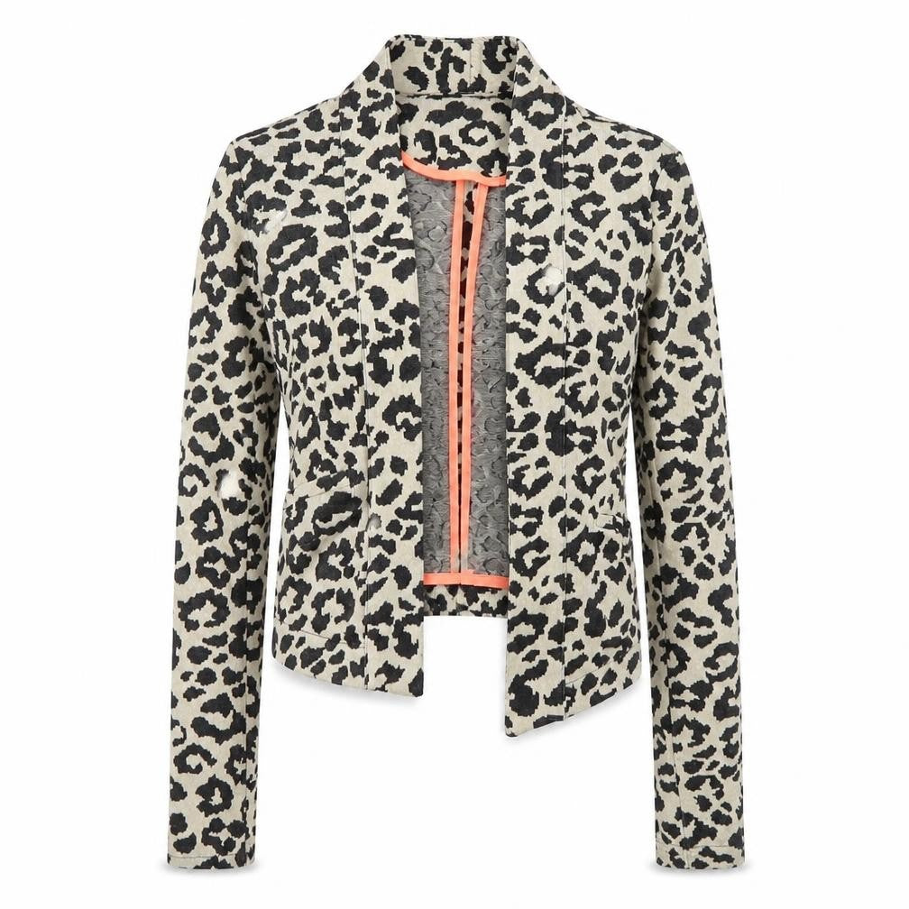 Front view of Next women’s beige animal print cardigan jumper, size S