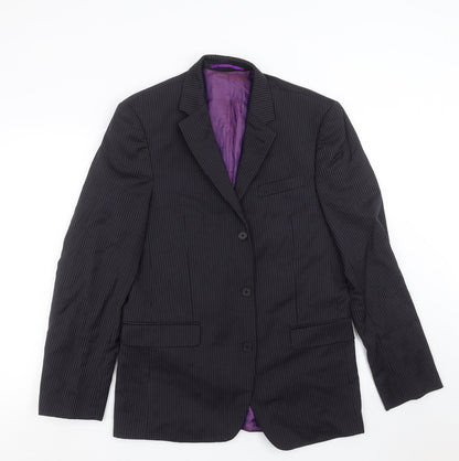 Alfred Brown Mens Blue Striped  Jacket Suit Jacket Size 38