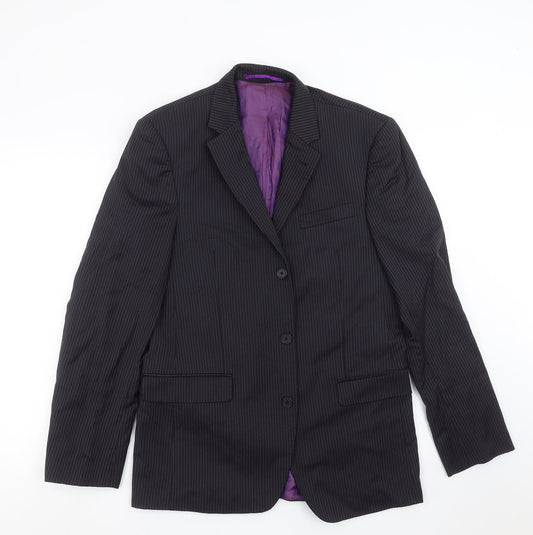 Alfred Brown Mens Blue Striped  Jacket Suit Jacket Size 38