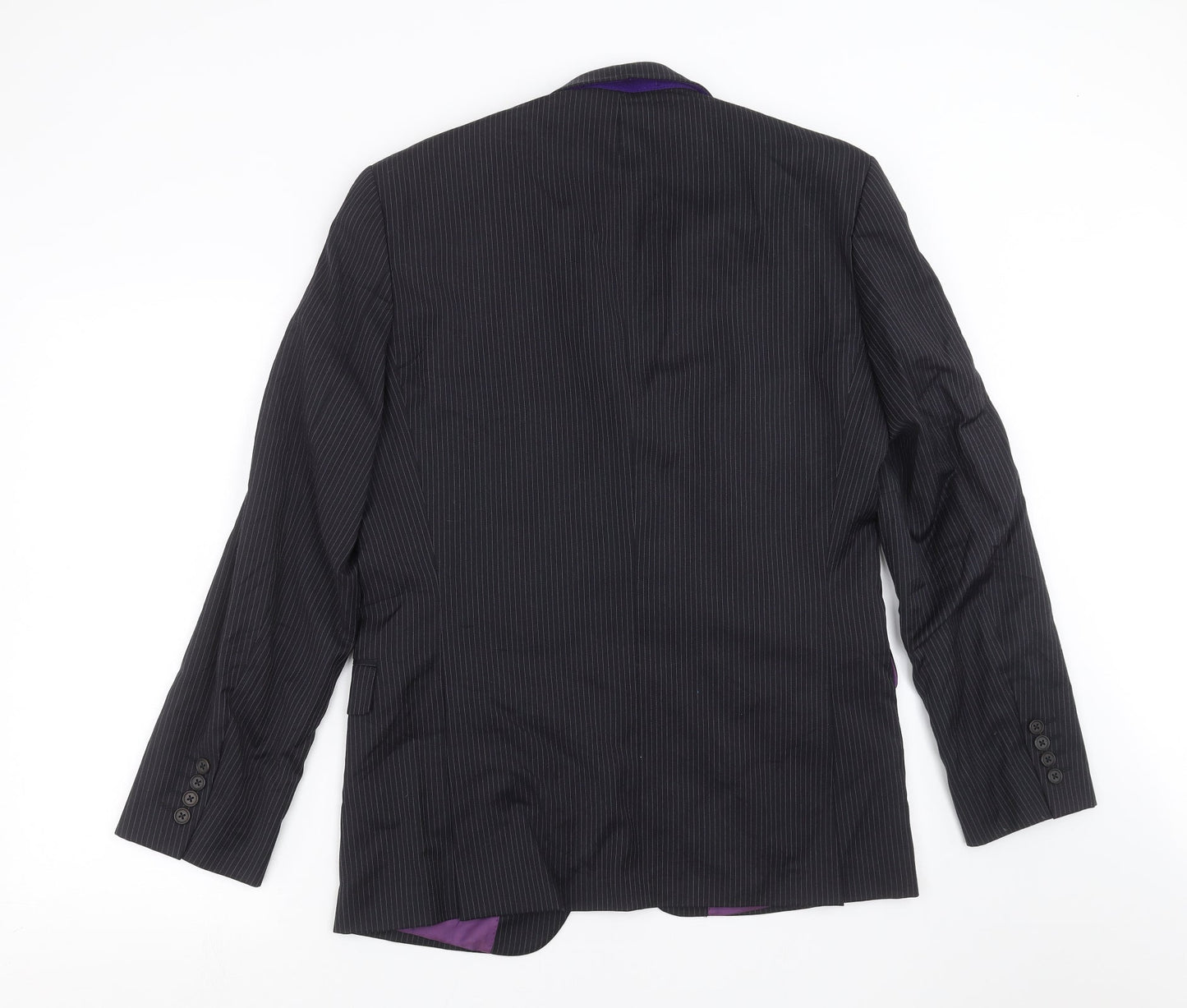 Alfred Brown Mens Blue Striped  Jacket Suit Jacket Size 38