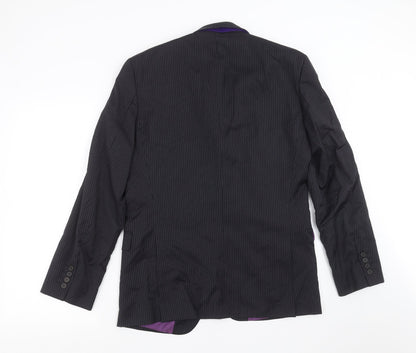 Alfred Brown Mens Blue Striped  Jacket Suit Jacket Size 38