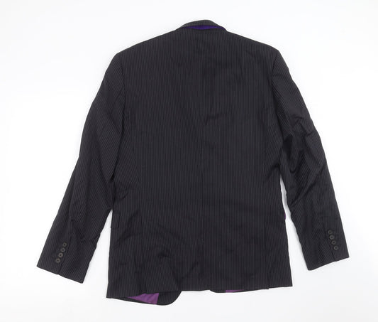 Alfred Brown Mens Blue Striped  Jacket Suit Jacket Size 38