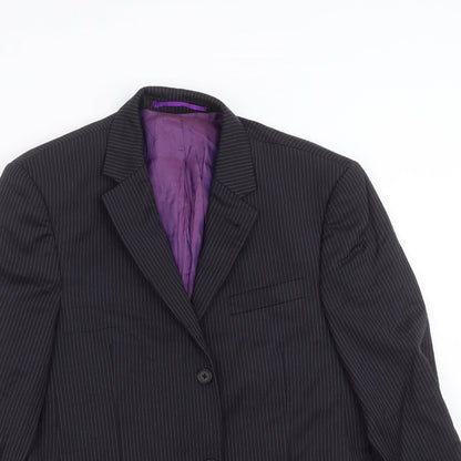 Alfred Brown Mens Blue Striped  Jacket Suit Jacket Size 38