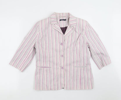 DASH Womens Pink Striped  Jacket Blazer Size 10