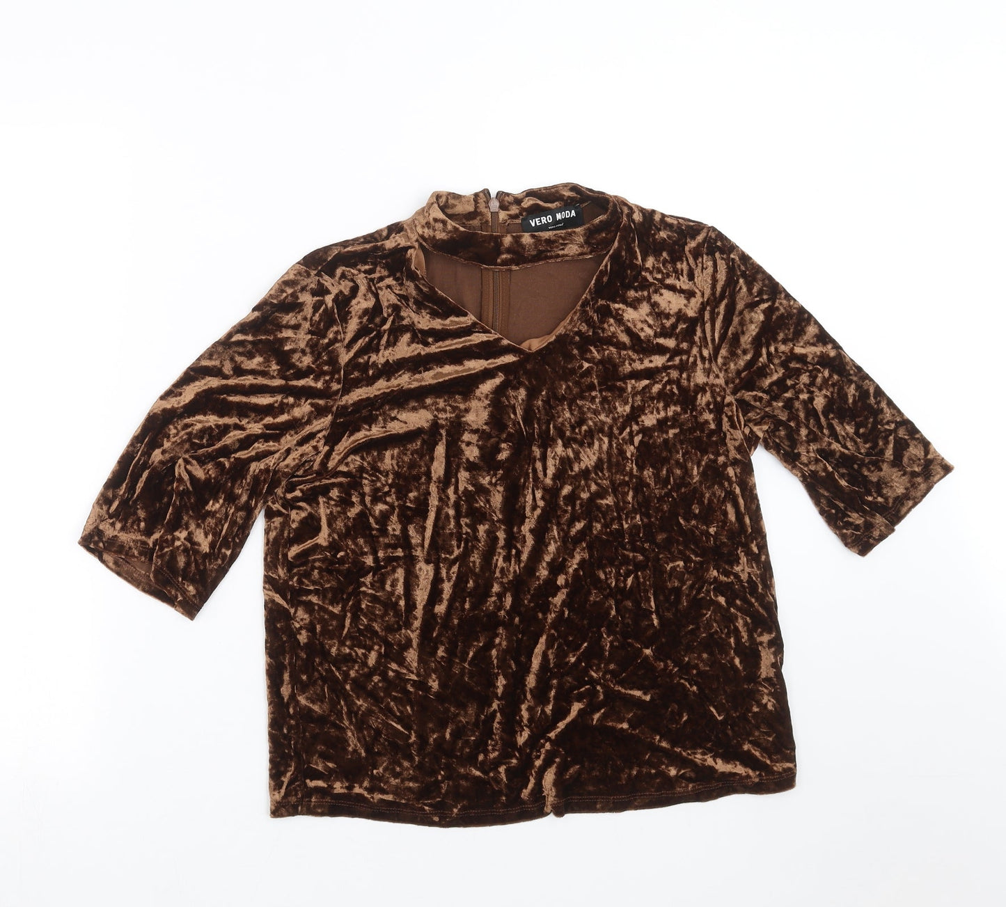 Womens UK Size M VERO MODA Brown Basic T-Shirt