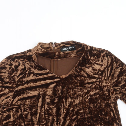 Womens UK Size M VERO MODA Brown Basic T-Shirt
