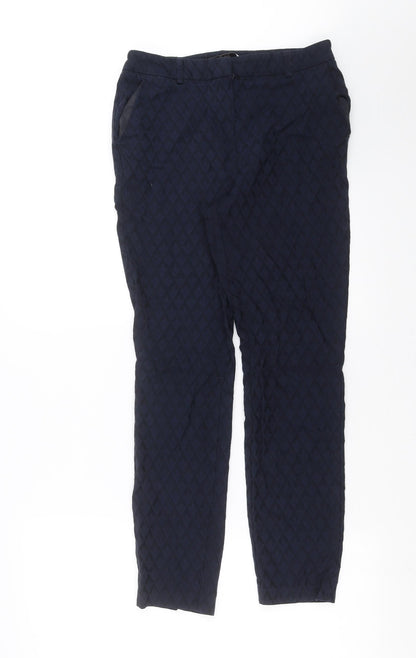TU Womens Blue Geometric  Trousers  Size 10 L27 in