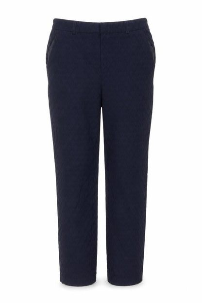Front view of Tu women’s blue geometric trousers, size UK 10, 27-inch leg