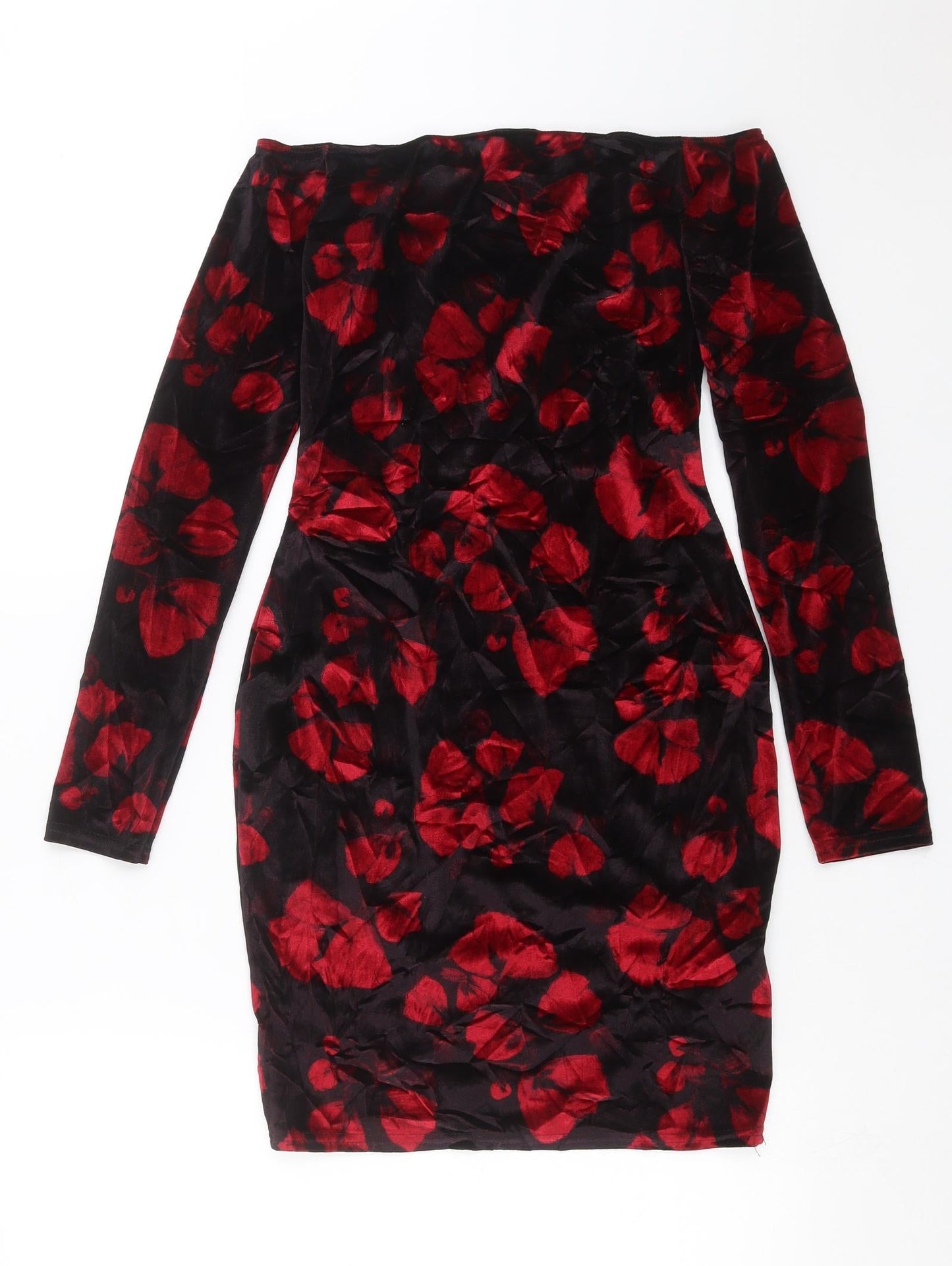 Boohoo Womens Black Floral  Mini  Size 8