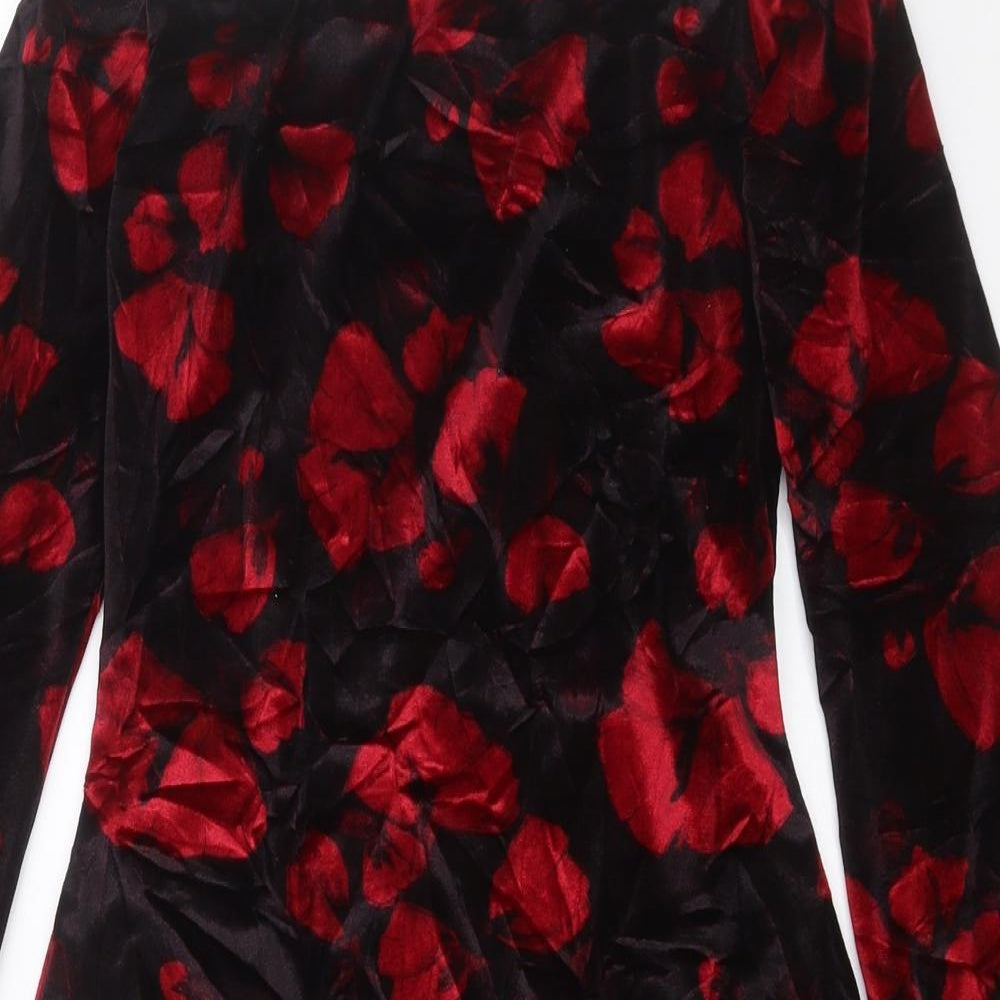 Boohoo Womens Black Floral  Mini  Size 8