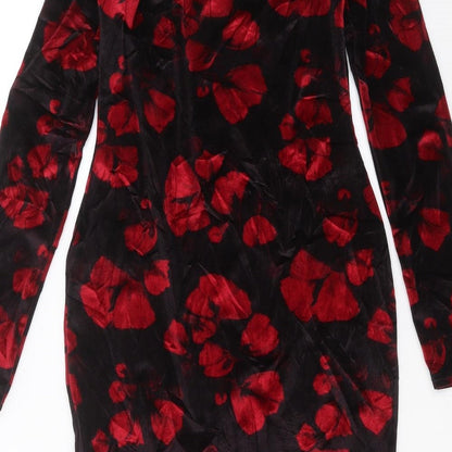 Boohoo Womens Black Floral  Mini  Size 8