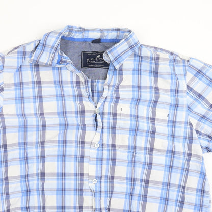 STONE BAY Mens Black Check   Button-Up Size M