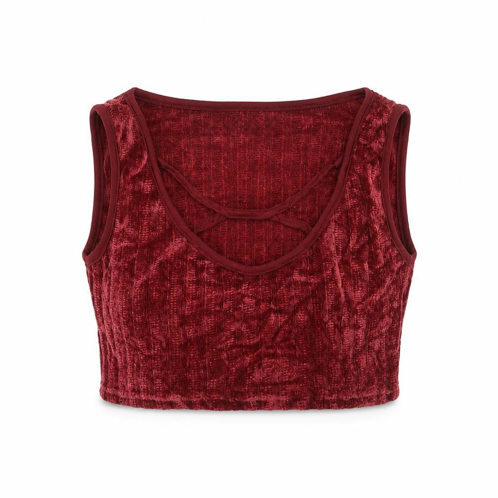Womens UK Size 8 Misspap Red Cropped T-Shirt